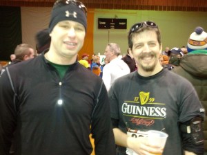 Chris and I after the race.Notice the free beer. :) I love races with free beer.
