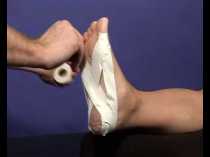 First I tape around the ball of my foot.