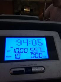 Jeremy's 10 mile treadmill run.. Picture by Jeremy Buck